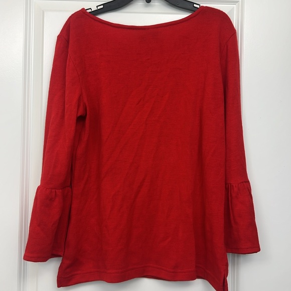 NWT Ruffle Sleeve Sweater Christmas Red - Picture 4 of 5